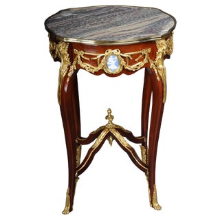 Louis XV Side Table in Bronze, Marble & Beech For Sale