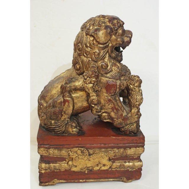 Early-Mid 20th Century Carved Female Foo Lion For Sale - Image 4 of 6