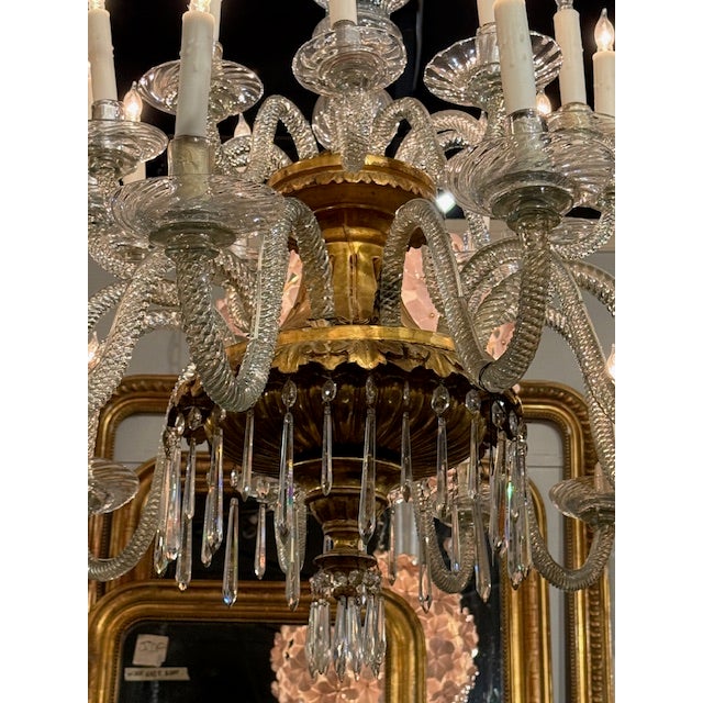 19th Century Venetian Twist Glass Arm and Giltwood Chandelier For Sale - Image 14 of 14