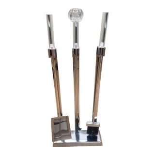 Vintage 1970s Mid-Century Modern Fireplace Tool Set For Sale