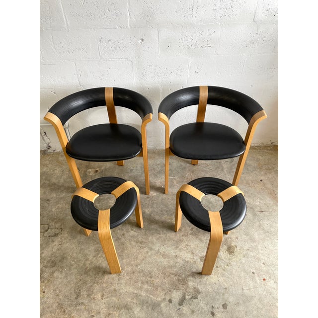 Thygesen & Sorensen for Magus Olesen 4551 chair and 4545 "Doughnut" Stool. 1970s. Oak bentwood. Labeled. Price for 1 chair...