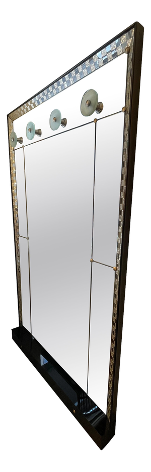 Mirror with Mosaic Border and Glass Coat Hooks, 1970s
