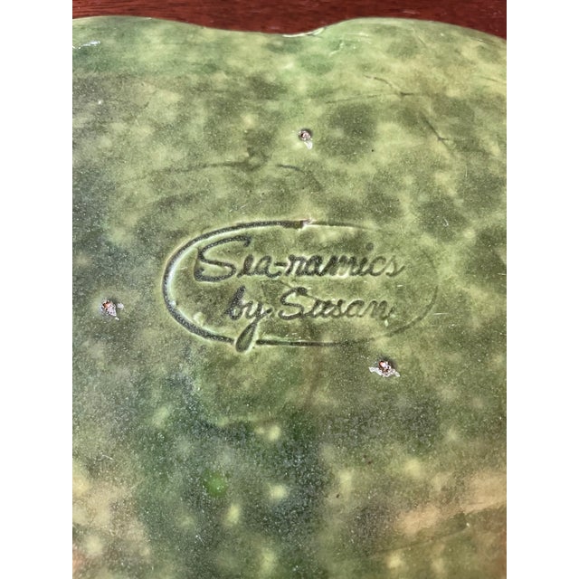 Rustic Ceramic Sea Grape Leaf Dish For Sale - Image 3 of 7