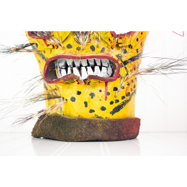 Mid 20th Century Ceremonial Leather Tiger / Jaguar Mask From Guerrero, Mexico For Sale In Minneapolis - Image 6 of 17
