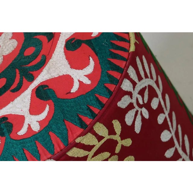 Vintage Oriental Stool with Suzani Upholstery, 1950s For Sale - Image 11 of 12