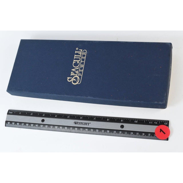 Metal Vintage Seagull Pewter Sheffield Canada Salad Servers Spoon Fork Iris Design For Sale - Image 7 of 14