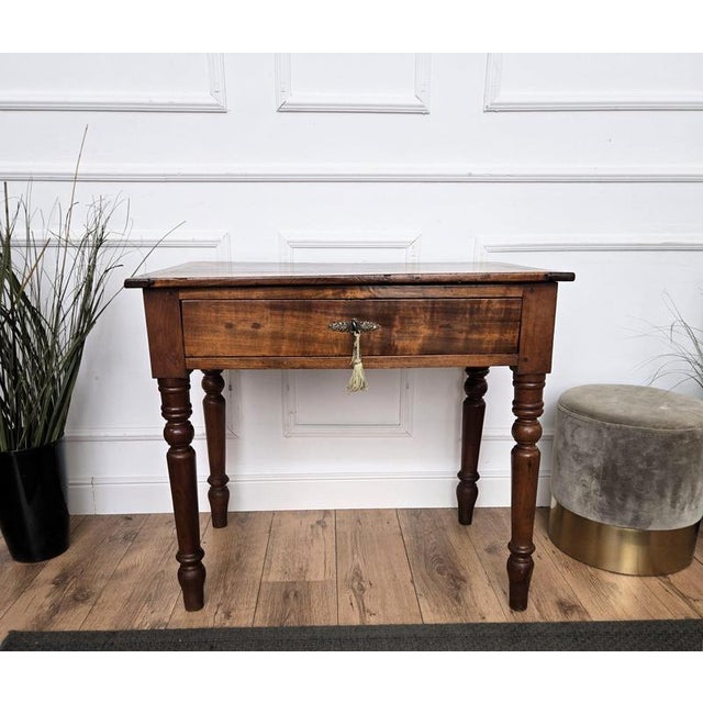 Wood Antique Italian Rustic Walnut Writing Table, 1890s For Sale - Image 7 of 10