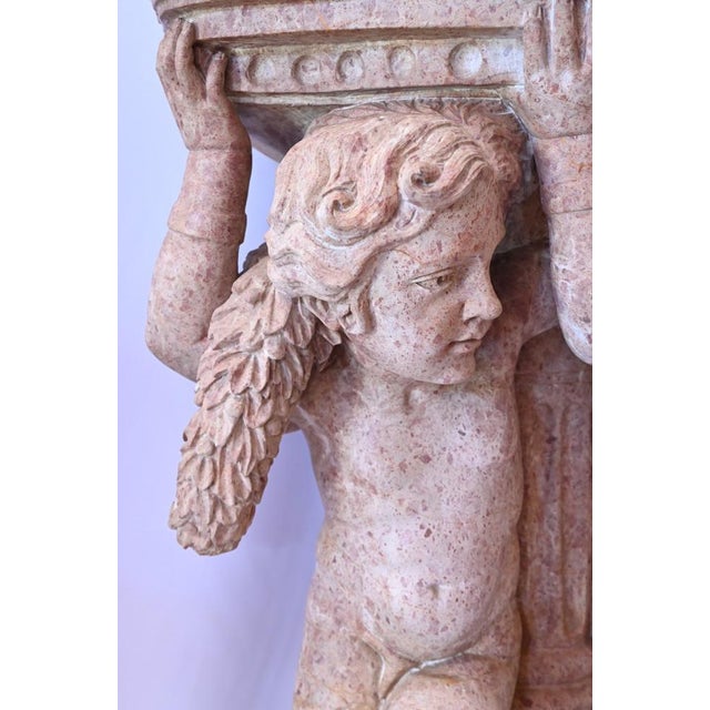 Pink 20th Century Marble Bolster, 1890s For Sale - Image 8 of 18