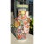 Chinoiserie Hand‑Painted Famille Rose Floral Vase With Green Key‑Fret Rim For Sale - Image 3 of 6