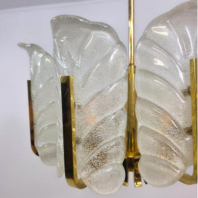 Carl Fagerlund Murano Glass Leaf and Brass 8-Light Chandelier by Carl Fagerlund for JBS For Sale - Image 4 of 13