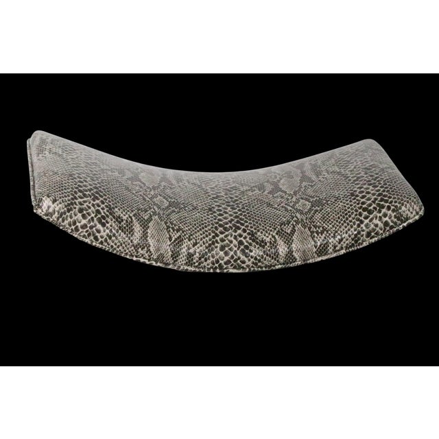 Set of Three Mid 20th Century Swivel Bar Stools in New Faux Python Vinyl Upholstery For Sale - Image 10 of 18