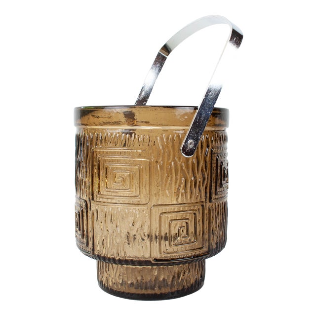 Vintage Portuguese Brown Glass Ice Bucket, 1970s For Sale