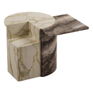 Marble Coffee Tables in Intergrated Base Structure by Antonio De Marco, Set of 2 For Sale