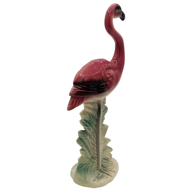 1950s MCM Ceramic California Pottery Standing Tall Pink Flamingo Figurine Statue For Sale In Los Angeles - Image 6 of 11