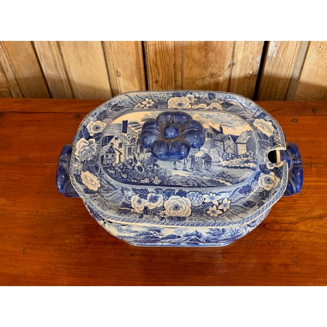 Blue and White Transferware Soup Tureen For Sale - Image 4 of 8