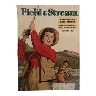 Mid-Century 1950's Field & Stream Magazine With Rare Female Cover Art For Sale
