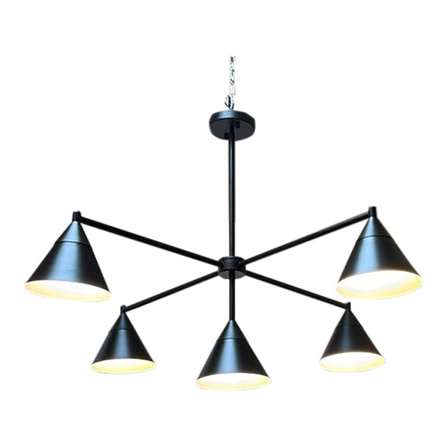 Elyccupa Modern Cone Chandelier, Matte Black For Sale