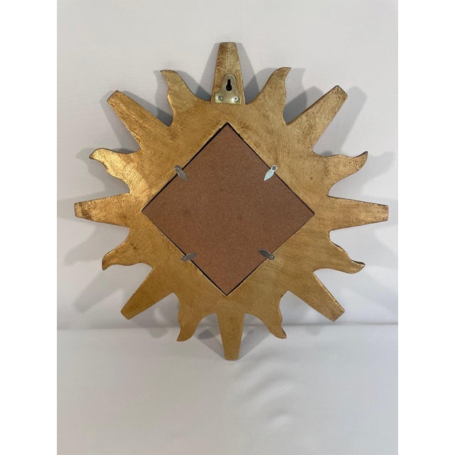 1960-70s Vintage French Style Gold Gilded Sunburst Wall Mirror For Sale - Image 11 of 12