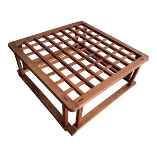 Vintage Japanese Kotatsu Frame, 1960s–70s Cedar Lattice Low Table For Sale