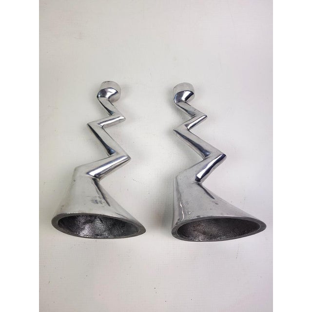 1980s Zig Zag Candlesticks by Matthew Hilton for SCP England, 1980s, Set of 2 For Sale - Image 5 of 15