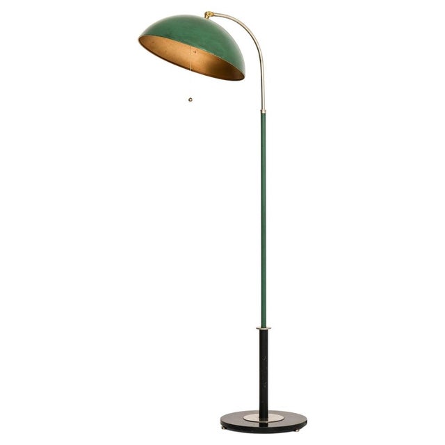 Floor Lamp in Frame in White Metal and Green attributed to Harald Notini, 1930s For Sale - Image 11 of 11