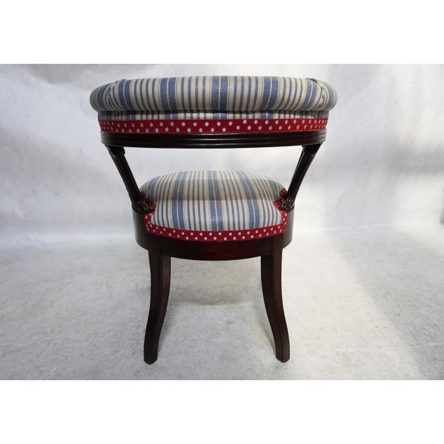 19th Century Carved Captain's Chair in Custom Upholstery For Sale In Los Angeles - Image 6 of 16