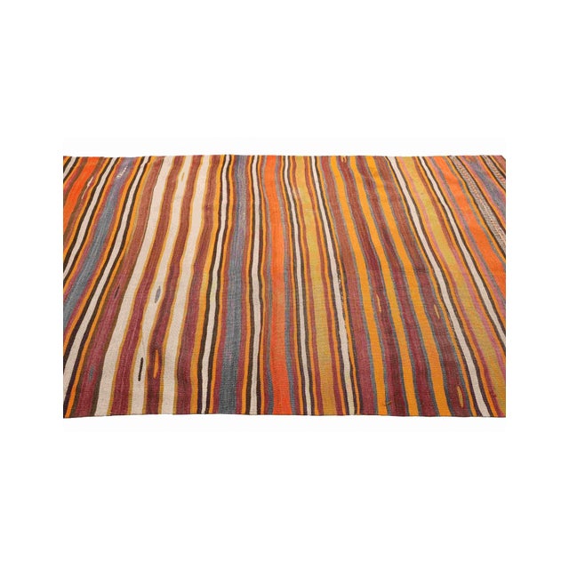1960s Striped Vintage Turkish Kilim Rug - 5`1" X 8`0" For Sale - Image 5 of 6