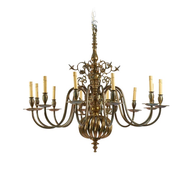 Baroque Style Brass Chandelier For Sale