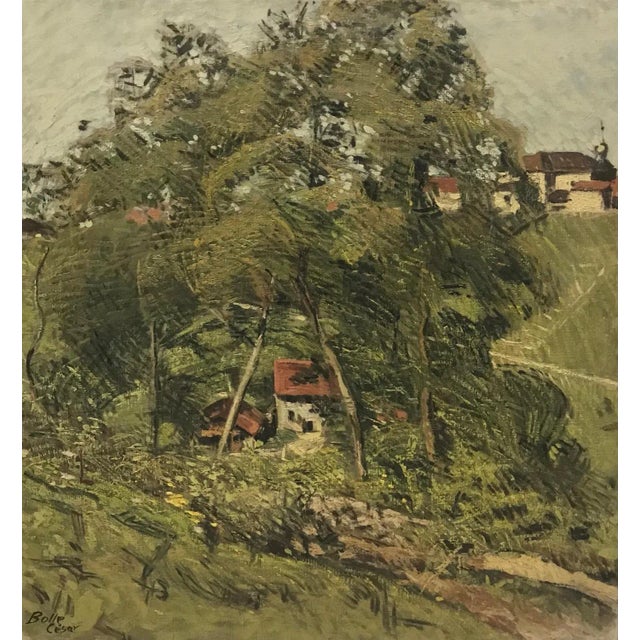 César Alphonse Bolle, House Seen from Above, Oil on Canvas For Sale - Image 8 of 8