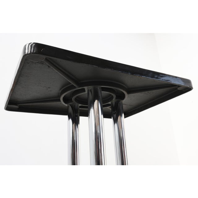 Art Deco Pedestal Table with Chrome Columns and Black Lacquered Base, France, 1920s For Sale - Image 10 of 13