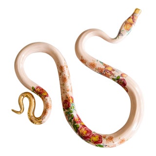 Featured in The 2020 San Francisco Decorator Showcase — Botanical Ceramic Snake Sculpture by Linda Fahey For Sale