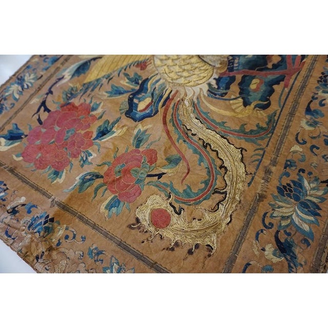 Camel Mid 19th Century Antique Museum Grade Silk Chinese Embroidery Flatweave Textile For Sale - Image 8 of 9
