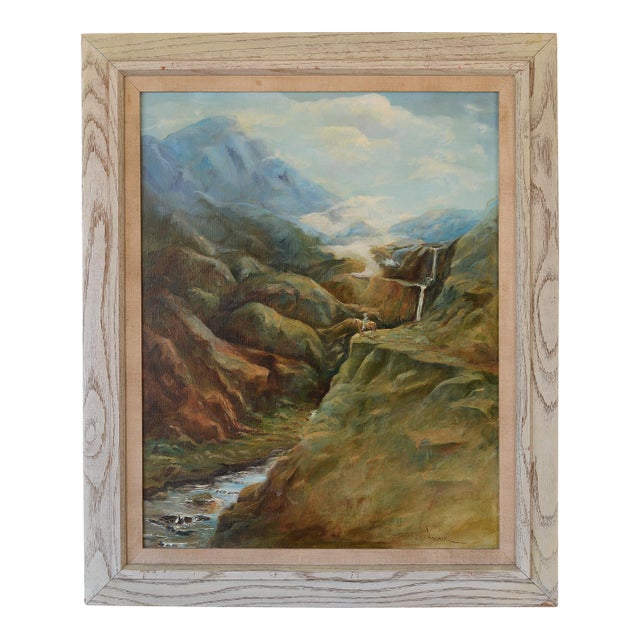 Vintage Kaye Harrer Cowboy With Nature Scene Painting For Sale