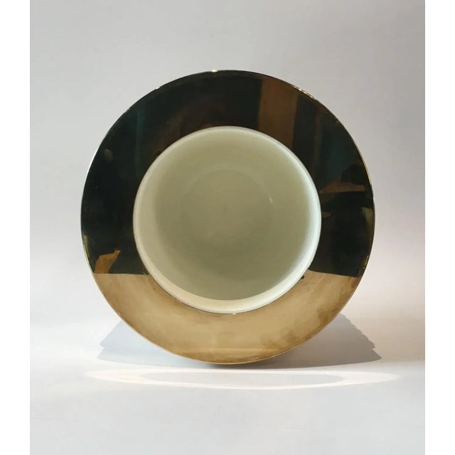 1970s Vintage Ice Bucket in Ceramic and Gilt Brass by Tommaso Barbi, 1970s For Sale - Image 5 of 6