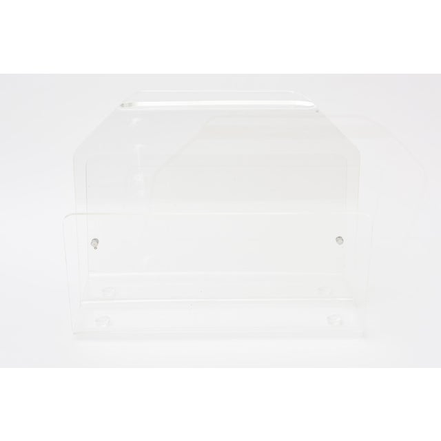 1970s Vintage 1970's Two Compartments Lucite Magazine Stand or Rack Modern Design For Sale - Image 5 of 11