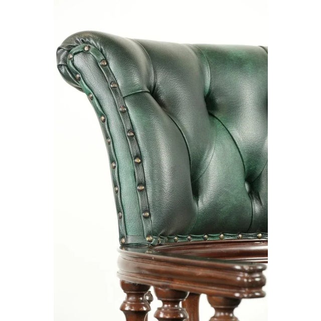 Chesterfield Office Chair in Green Flamed Cowhide Leather For Sale - Image 11 of 14