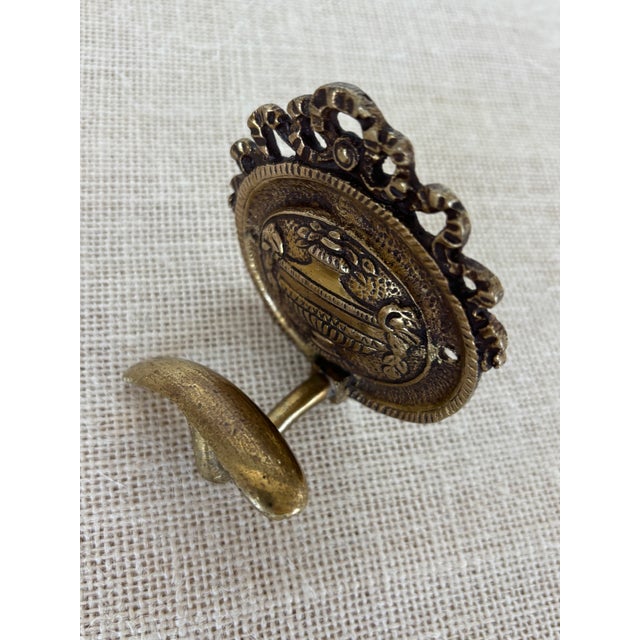 1900 - 1909 Antique Louis XVI French Cast Brass Wall Coat Hook Neoclassical Urn Ribbons For Sale - Image 5 of 8