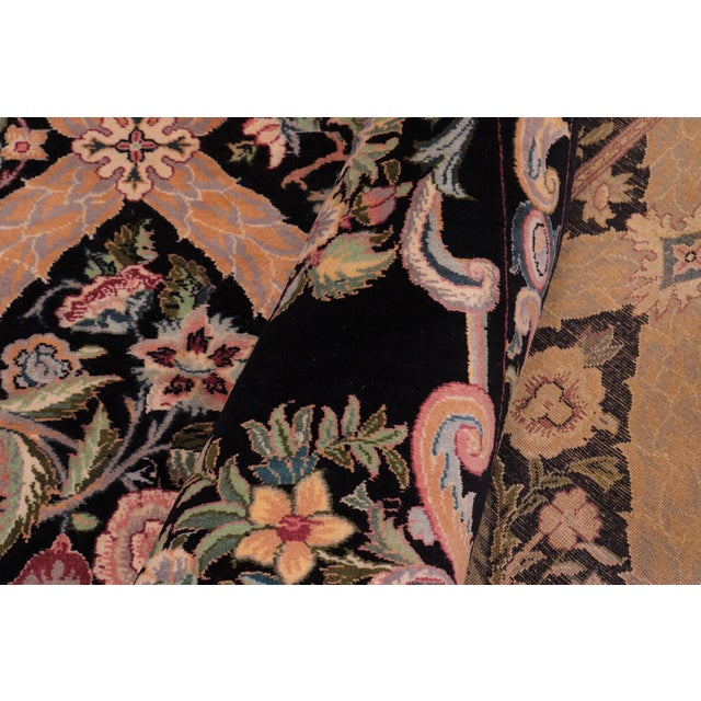 Textile Botainical Bakhtair Pak-Persian Black/Black Wool Rug - 9'2'' X 12'2'' For Sale - Image 7 of 9