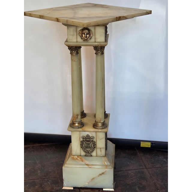 Antique French Empire Onyx and Gilt Mounted Pedestal Large Neo-Classical Columns For Sale - Image 17 of 17