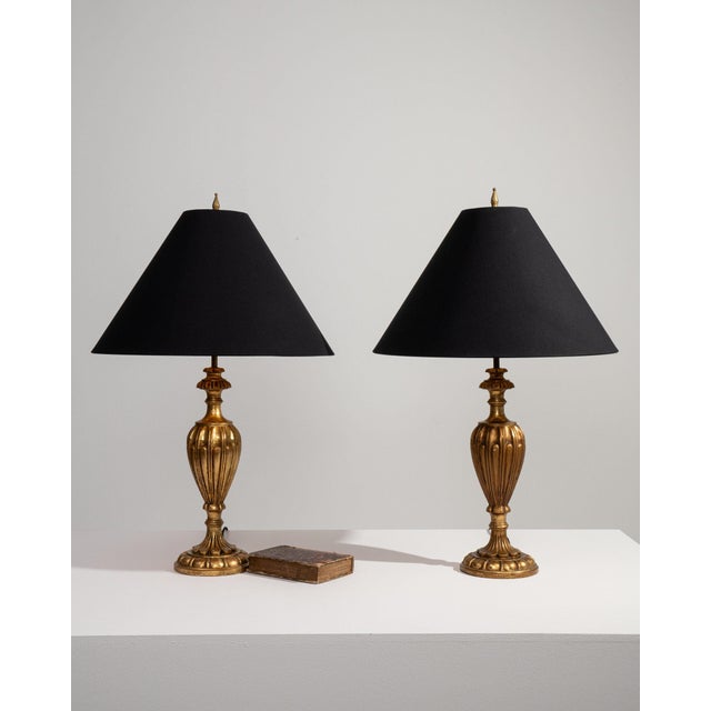 Early 20th Century Early 20th Century France Antique Brass Pair Of Brass Urn Table Lamps For Sale - Image 5 of 11