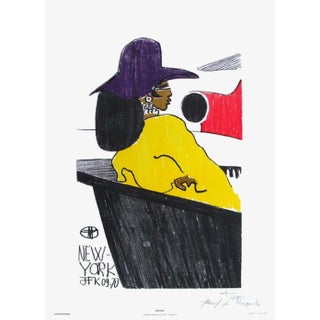 1970 Florent Margaritis Waiting - New York JFK Screen Print For Sale
