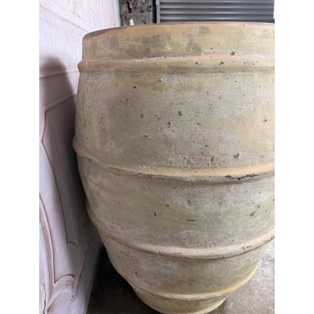 Pair of French Style Olive Jar Planters - Terracotta Barrel Pots For Sale - Image 12 of 13