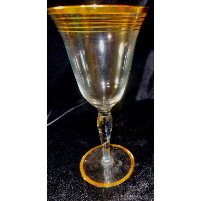 Mid 20th Century Gold Trim Optical Paneled Goblets - Set of Six For Sale - Image 12 of 12