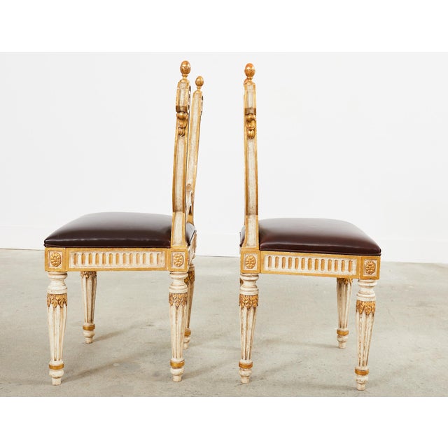 Wood Pair of Italian Neoclassical Style Backless Hall Chairs For Sale - Image 7 of 12