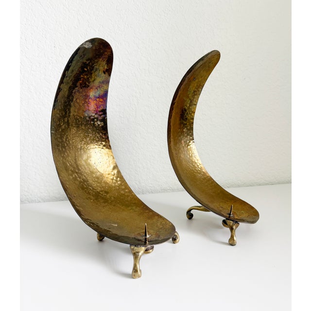 Carl Auböck 1950s Carl Auböck Style Brass Scoop Candle Holders - A Pair For Sale - Image 4 of 14