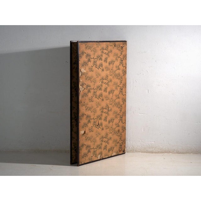 Antique Japanese Two-Panel Screen with Painting Collage, 1900 For Sale - Image 12 of 13