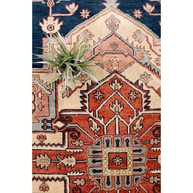 Traditional Pasargad Home Serapi Navy Wool Area Rug- 8' 0'' X 10' 1'' For Sale - Image 3 of 7