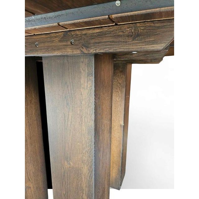 Brown Round Oak Dining Table, 1980s For Sale - Image 8 of 18