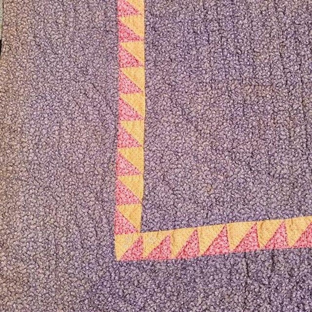 19th C Eight Point Star Quilt With a Double Sawtooth Boarder For Sale - Image 4 of 6