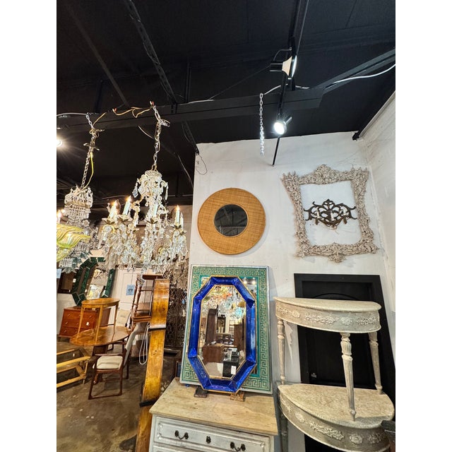Mid-Century Modern Vintage Italian Rattan Mirror For Sale - Image 3 of 7